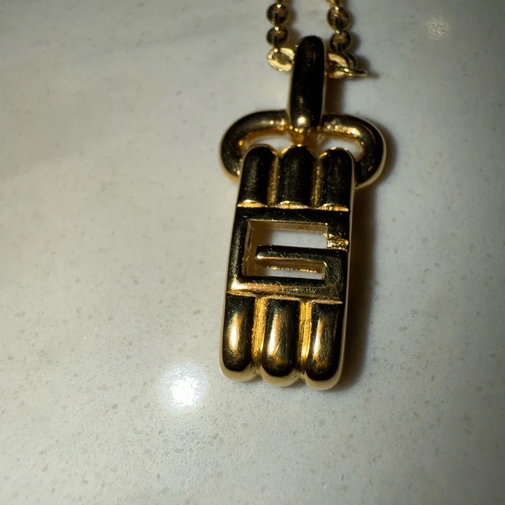 Vintage 90s Gold Givenchy G Pendant Necklace